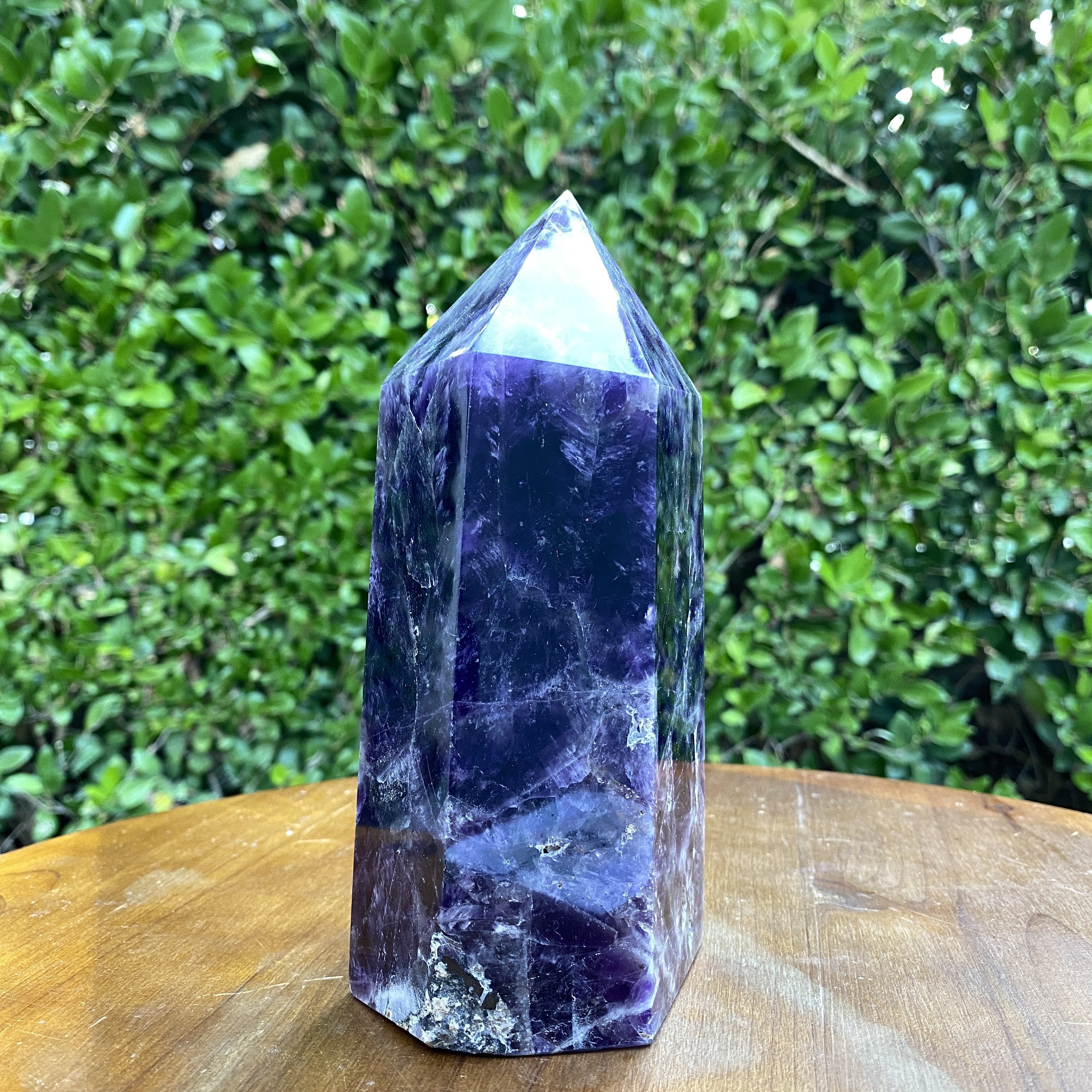 1.63kg 17x9x8cm Purple Banded Chevron Amethyst Point Tower from South Africa