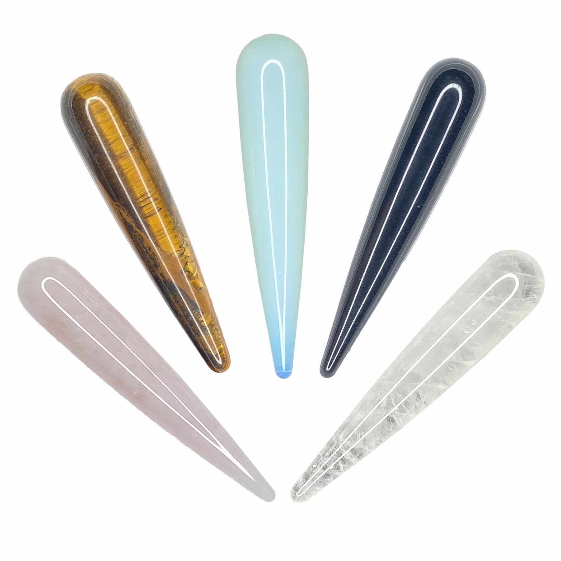 White Man-Made Opal Massage Wand Design 1