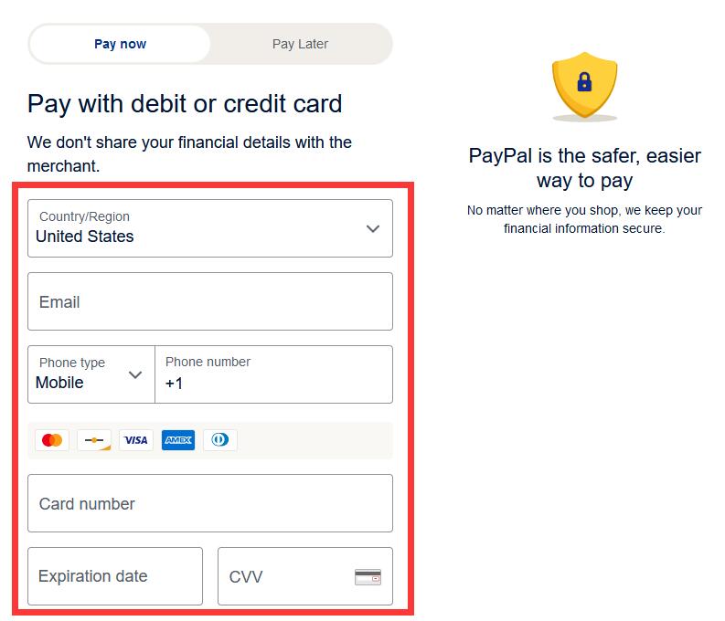 input the detailed information of your debit or credit card