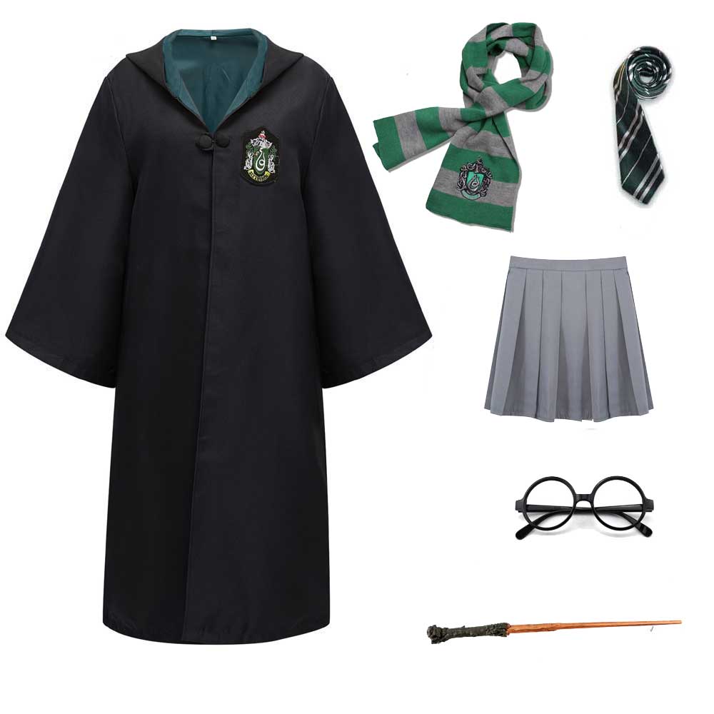 Harry Potter #11 Cosplay Robe Cloak Clothes Slytherin Green Quidditch ...