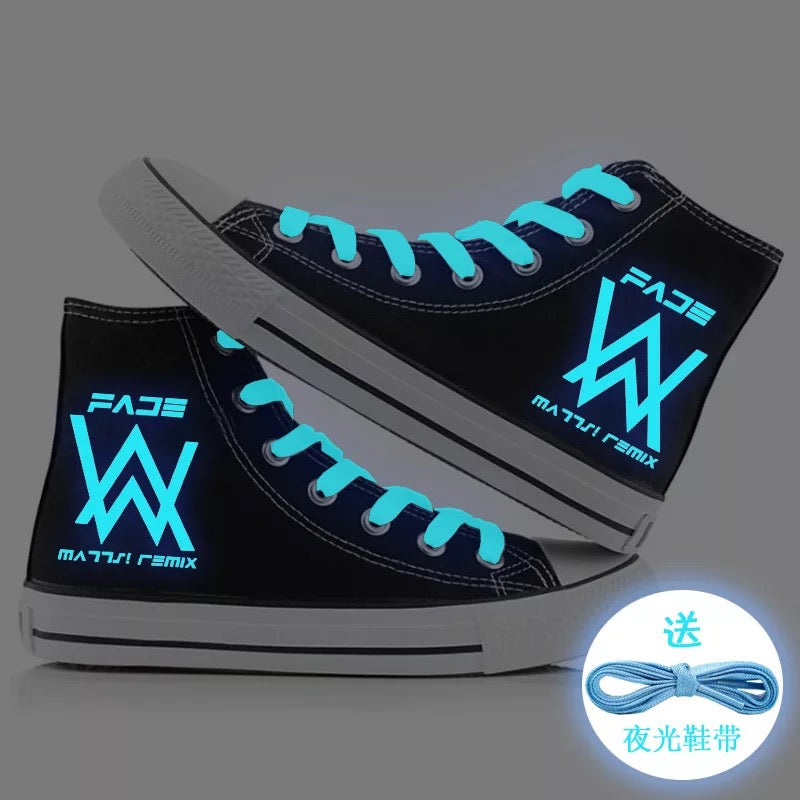 Hip Hop Alan Walker DJ 3 High Tops Casual Canvas Shoes Unisex Sneakers For Kids Adults Luminous GetLoveMall cheap products wholesale on sale