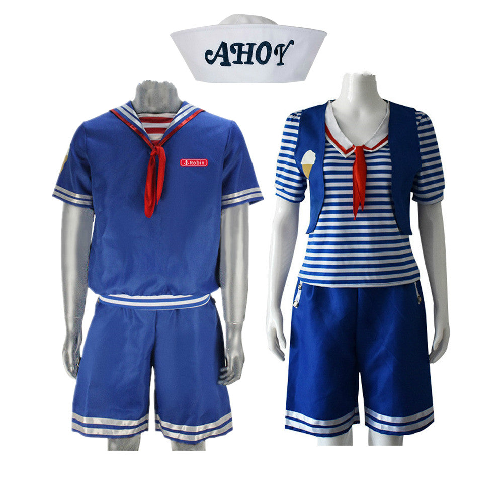 Stranger Things Robin Steve Cosplay Costume Ice Cream Print Sailor Suit ...