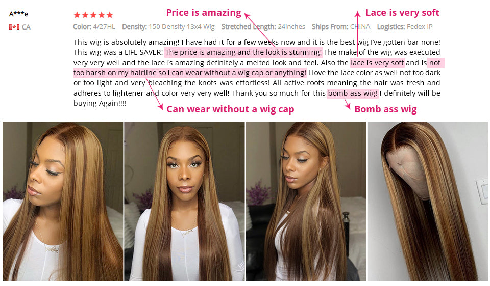 Highlight Wig Colored Human Hair Wigs For Women 30 Inch Straight Lace Front Human Hair Wigs 13x4 HD Lace Frontal Wig