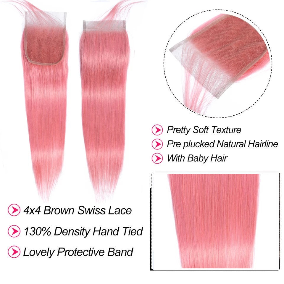 ピンクの髪束の詳細