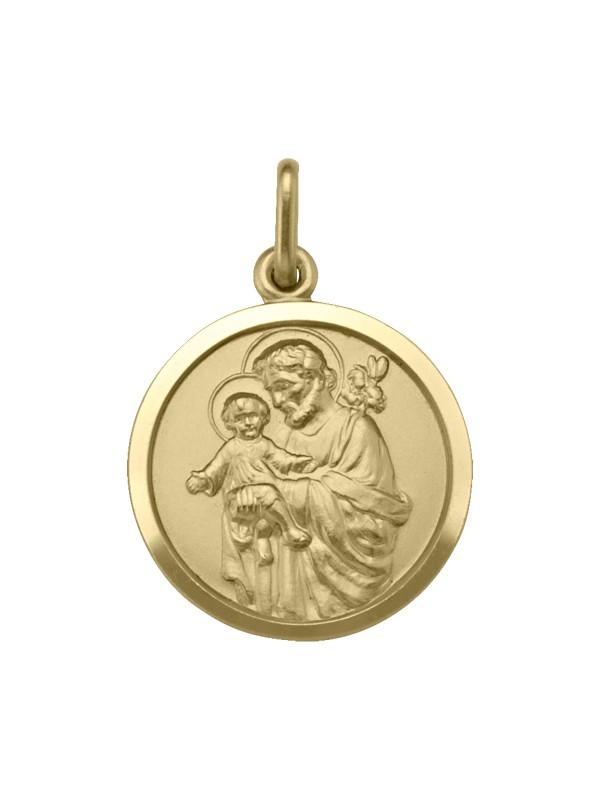 18 Karat Yellow Gold Solid St. Joseph Medalion