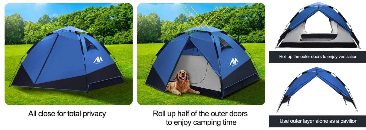Instant Setup Camping Tent for 3-4 Person - double layers and 3 usages