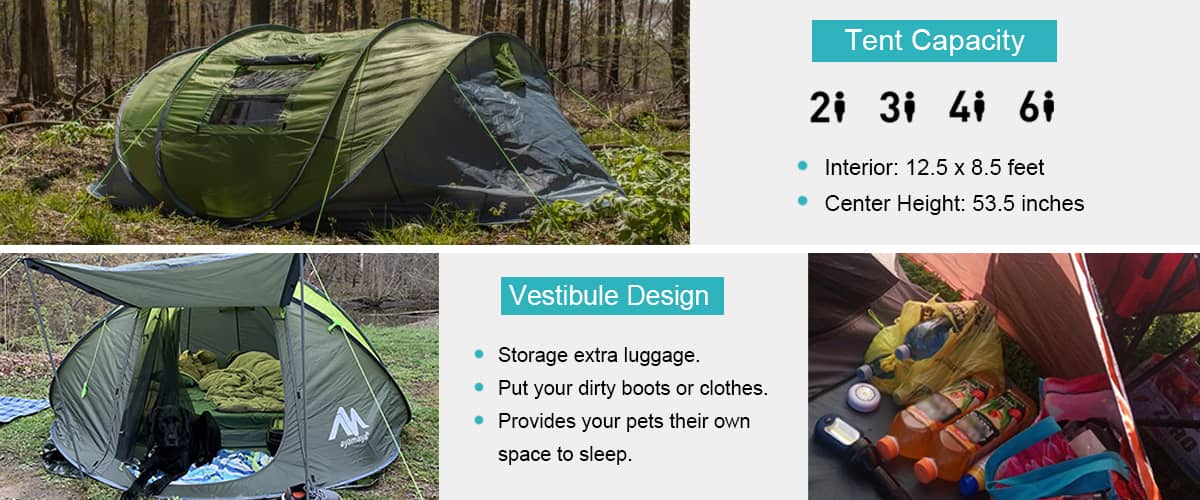 Camping tents essentially have foyers or separate rooms that you can make full use of.