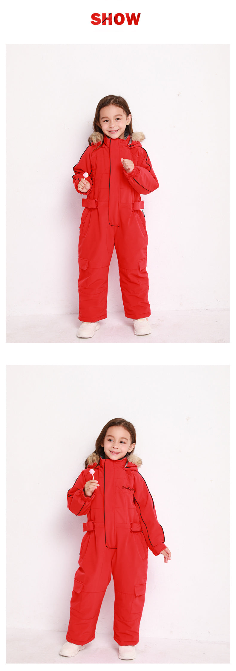 Kids Blue Magic Winter Fashion Color One Piece Coveralls Ski Suits Snowboard Jumpsuits
