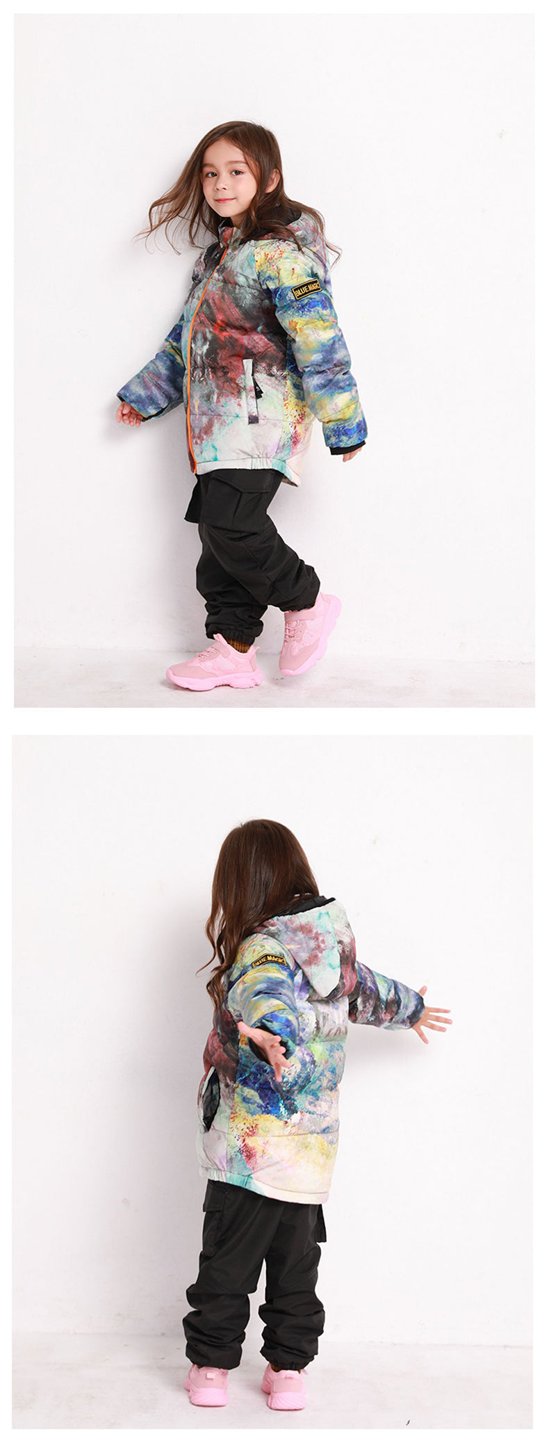 Girls Blue Magic Winter Outdoor Cheerful Pattern Waterproof Snowboard Ski Jacket