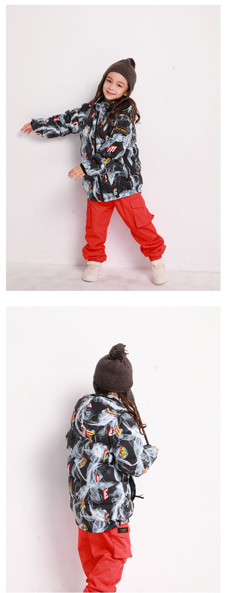 Girls Blue Magic Winter Outdoor Cheerful Pattern Waterproof Snowboard Ski Jacket
