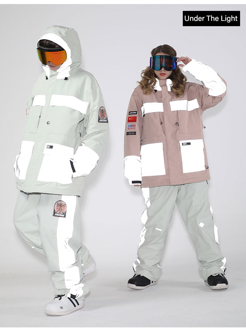 Womens Unisex Gsou Snow Venture Neon Glimmer Snow Jacket & Pants Set