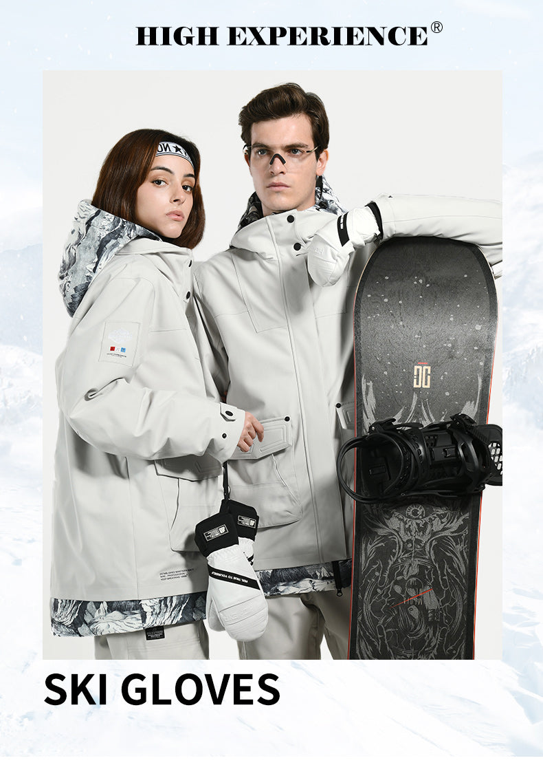 Mens Unisex High Experience Volta Leather Snow Sports Mittens Ski Gloves