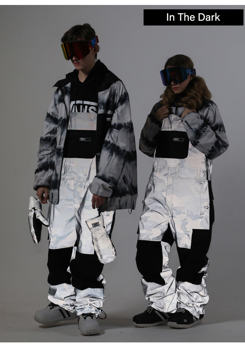 Women's Unisex Gsou Snow Serein Glimmer Outdoor Ski Pants Snow Bibs