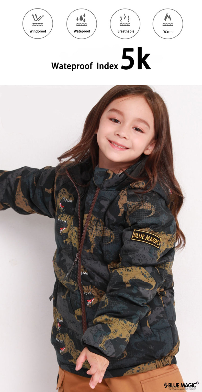 Girls Blue Magic Winter Outdoor Cheerful Pattern Waterproof Snowboard Ski Jacket