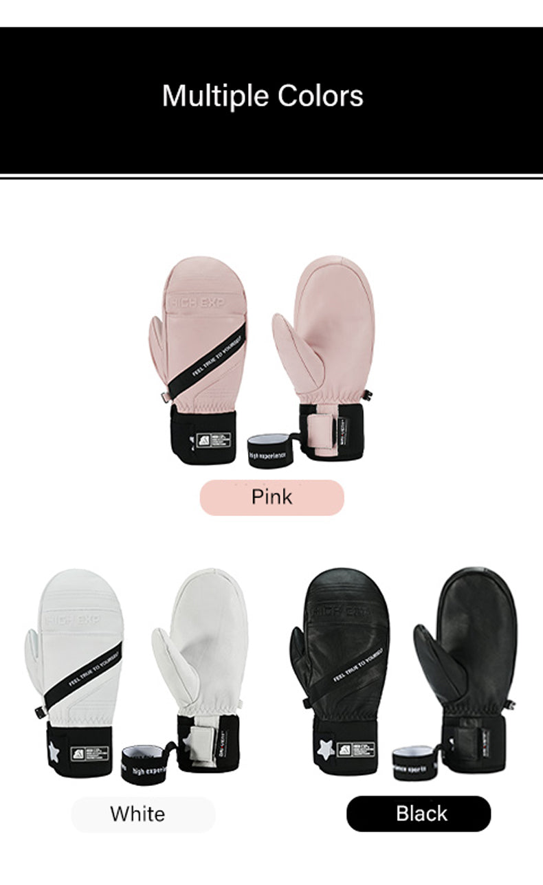 Womens Unisex High Experience Volta Leather Snow Mittens Ski Gloves