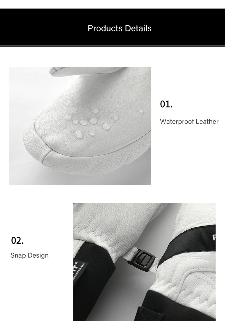 Womens Unisex High Experience Volta Leather Snow Mittens Ski Gloves