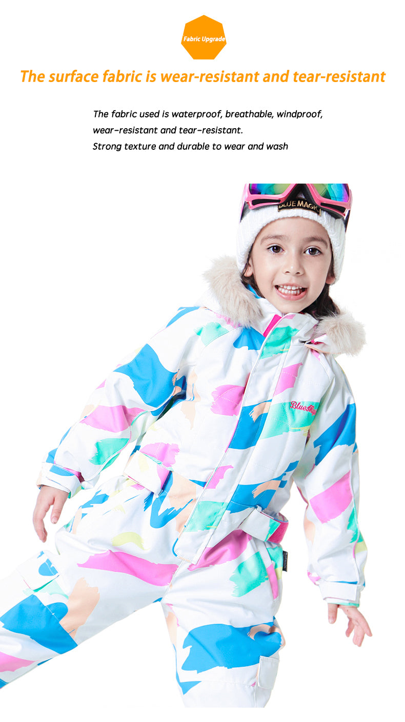 Kids Blue Magic Winter Fashion Colorful One Piece Coveralls Ski Suits Winter Jumpsuits