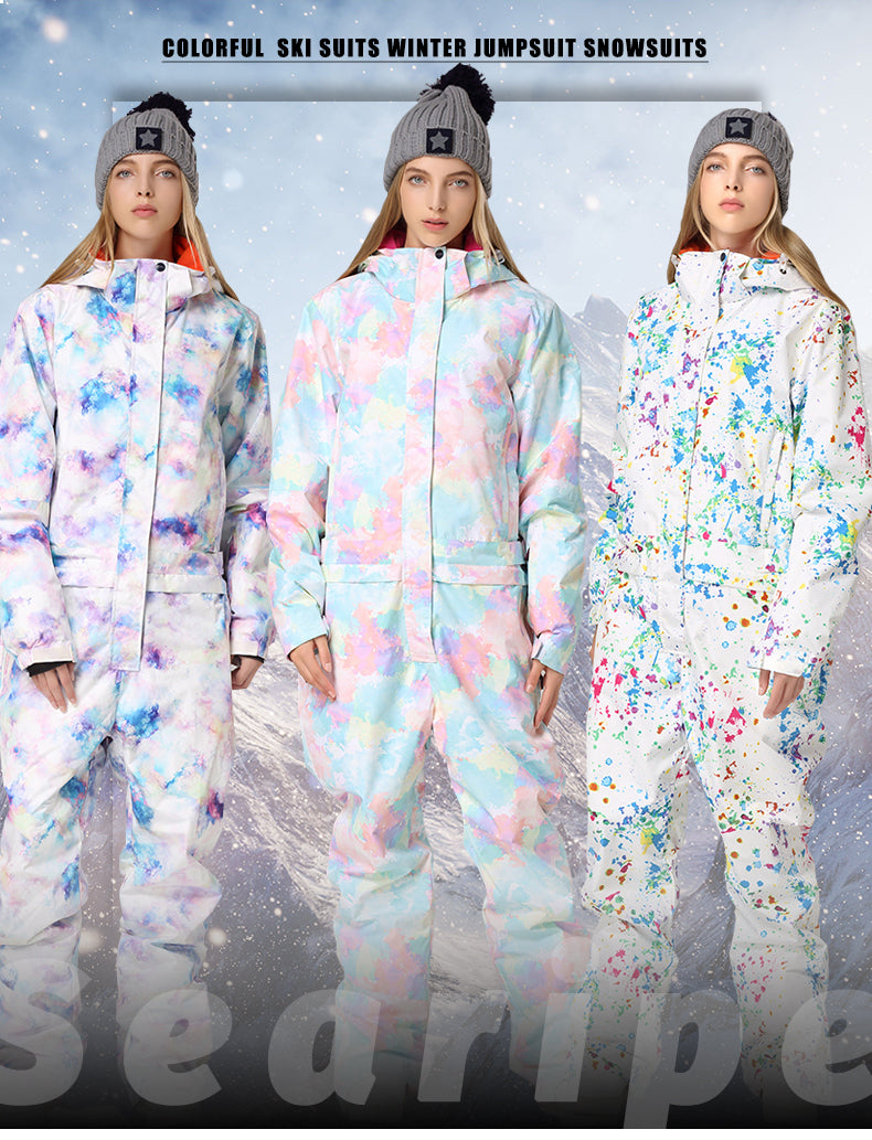 Women's Searipe One Piece Colorful Ski Suits Winter Jumpsuit Snowsuits ...