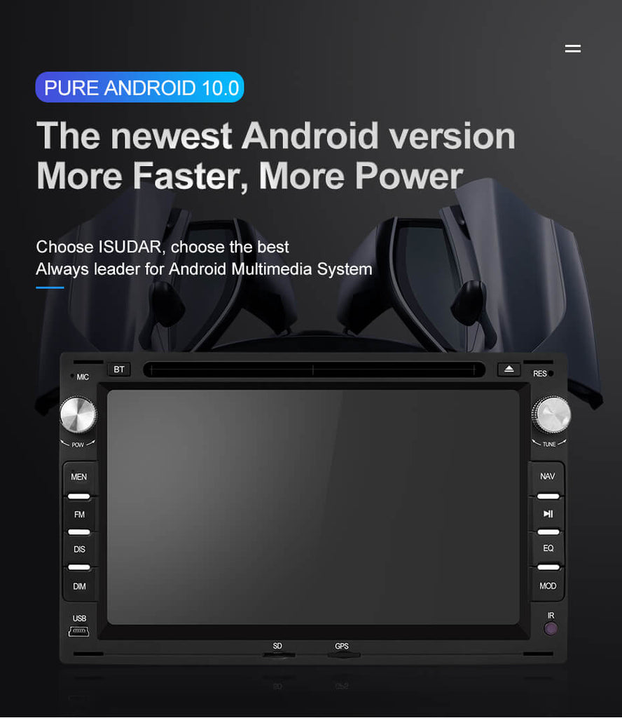 ISUDAR 2 Din Auto Radio Android 10 Octa core For VW T5