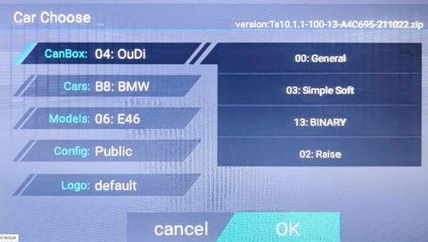 how to choose canbus type for bmw e46