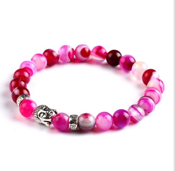 Buddha head energy volcanic stone beaded bracelet