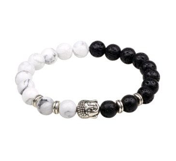 Buddha head energy volcanic stone beaded bracelet