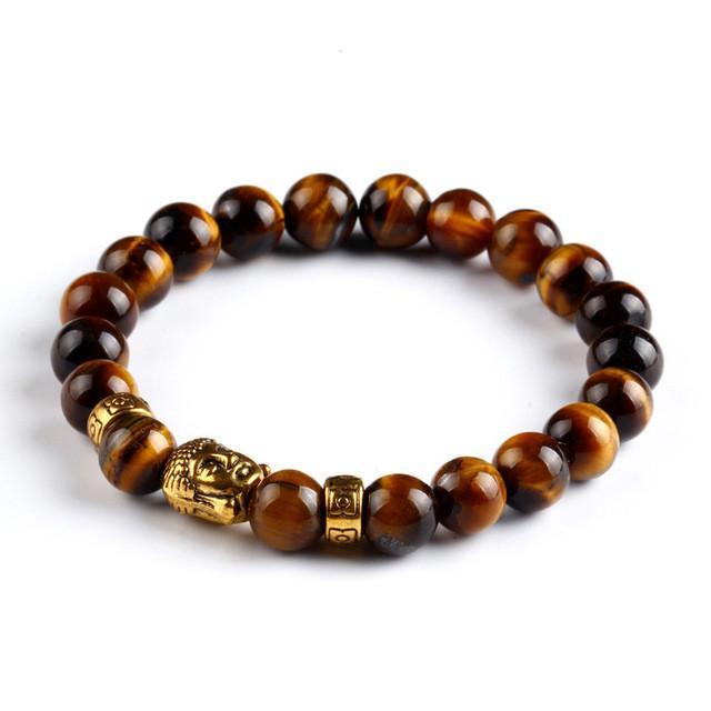 Buddha head energy volcanic stone beaded bracelet