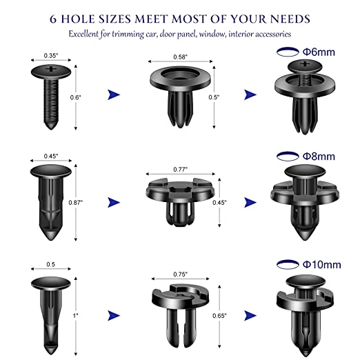 200 Pcs Push Bumper Fastener Rivet Clips, Universal Fender Plastic Retainer Clips #ns23 _mkpt