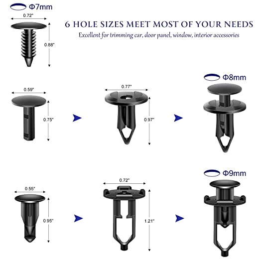 200 Pcs Push Bumper Fastener Rivet Clips, Universal Fender Plastic Retainer Clips #ns23 _mkpt