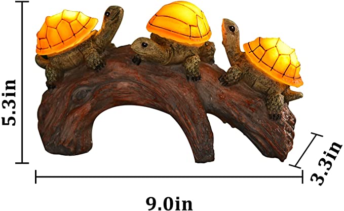 3 Turtles on a Log - Solar Lights Outdoor Garden Decor, Lawn Ornaments Solar Powered Outdoor #ns23 _mkpt