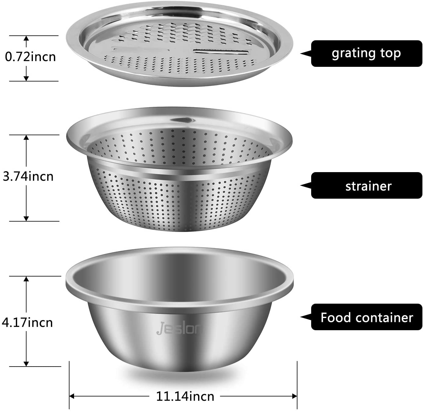 ?? 11 ' 3-in-1 Stainless Steel Vegetable Cutter for Kitchen Multi-Purpose Julienne Grater - Salad Maker Bowl