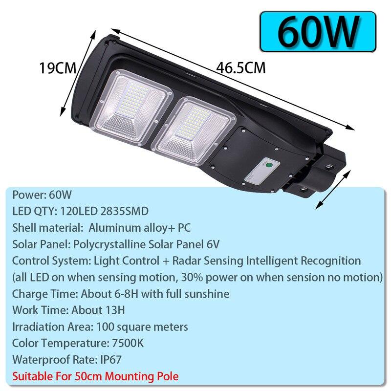 Solar Street Light - 120/180 LED 60/90W w/ PIR Motion Sensor (use Outdoor Wall Lamps Solar Landscape Garden Lights)