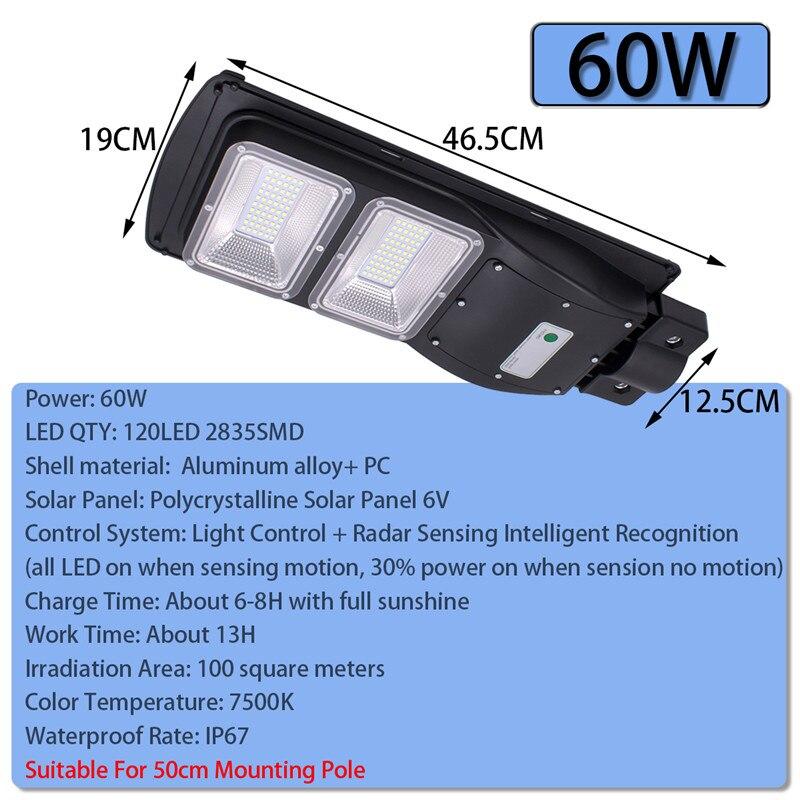 Solar Street Light - 120/180 LED 60/90W w/ PIR Motion Sensor (use Outdoor Wall Lamps Solar Landscape Garden Lights)