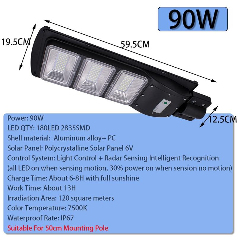 Solar Street Light - 120/180 LED 60/90W w/ PIR Motion Sensor (use Outdoor Wall Lamps Solar Landscape Garden Lights)