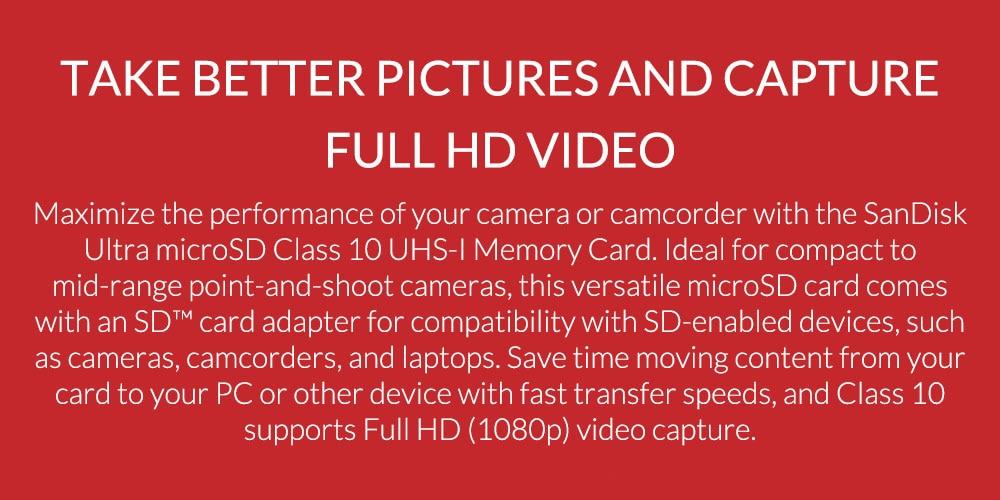 SanDisk Ultra Memory Card microSDHC/microSDXC UHS-I C10 U1 A1 Trans Flash Card 16GB 32GB 64GB 128GB 100MB/s with Adapter TF Card