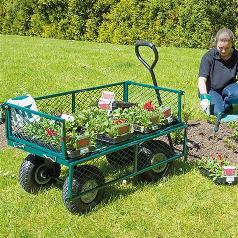 Garden Carts Yard Dump Wagon Cart Lawn Utility Cart Outdoor Steel Heavy Duty