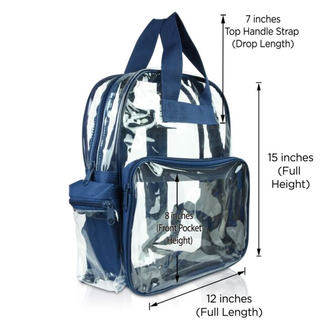 Clear Backpack School Pack See Through Bag in Navy Blue  FAST SHIPPING #ns23 _mkpt