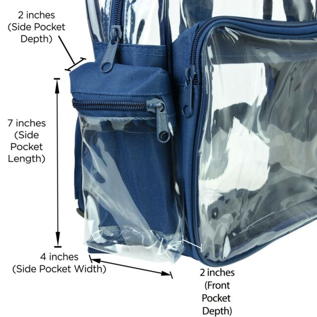 Clear Backpack School Pack See Through Bag in Navy Blue  FAST SHIPPING #ns23 _mkpt