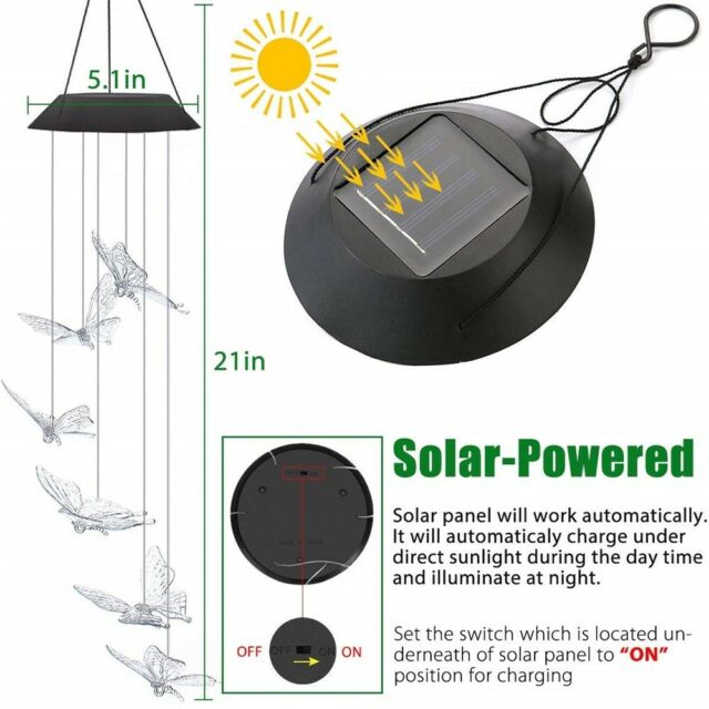 Color-Changing Outdoor LED Solar Powered Wind Chime Light Yard Garden Decor #ns23 _mkpt