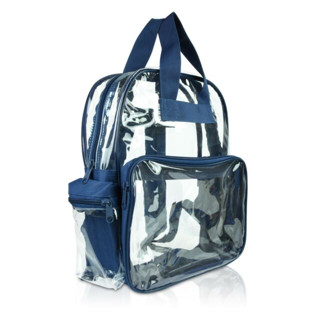 Clear Backpack School Pack See Through Bag in Navy Blue  FAST SHIPPING #ns23 _mkpt