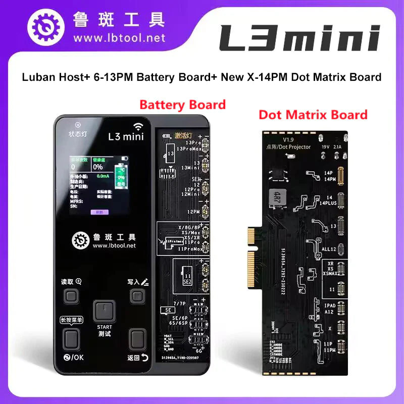 LuBan L3 Mini Face ID Battery Repair Programmer For iPhone 6- 14Pro Max Dot Matrix Face ID Detection Repair Battery Data Program