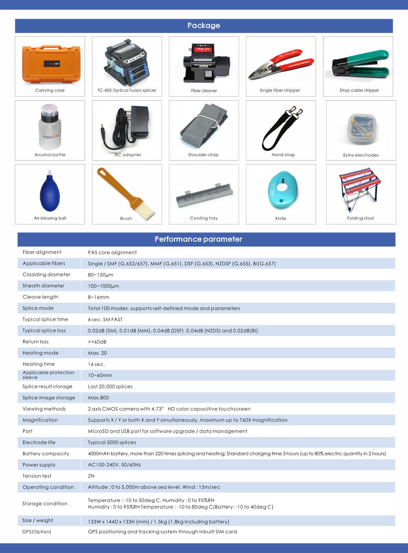 FUSION SPLICER TC-40 DATASHEET