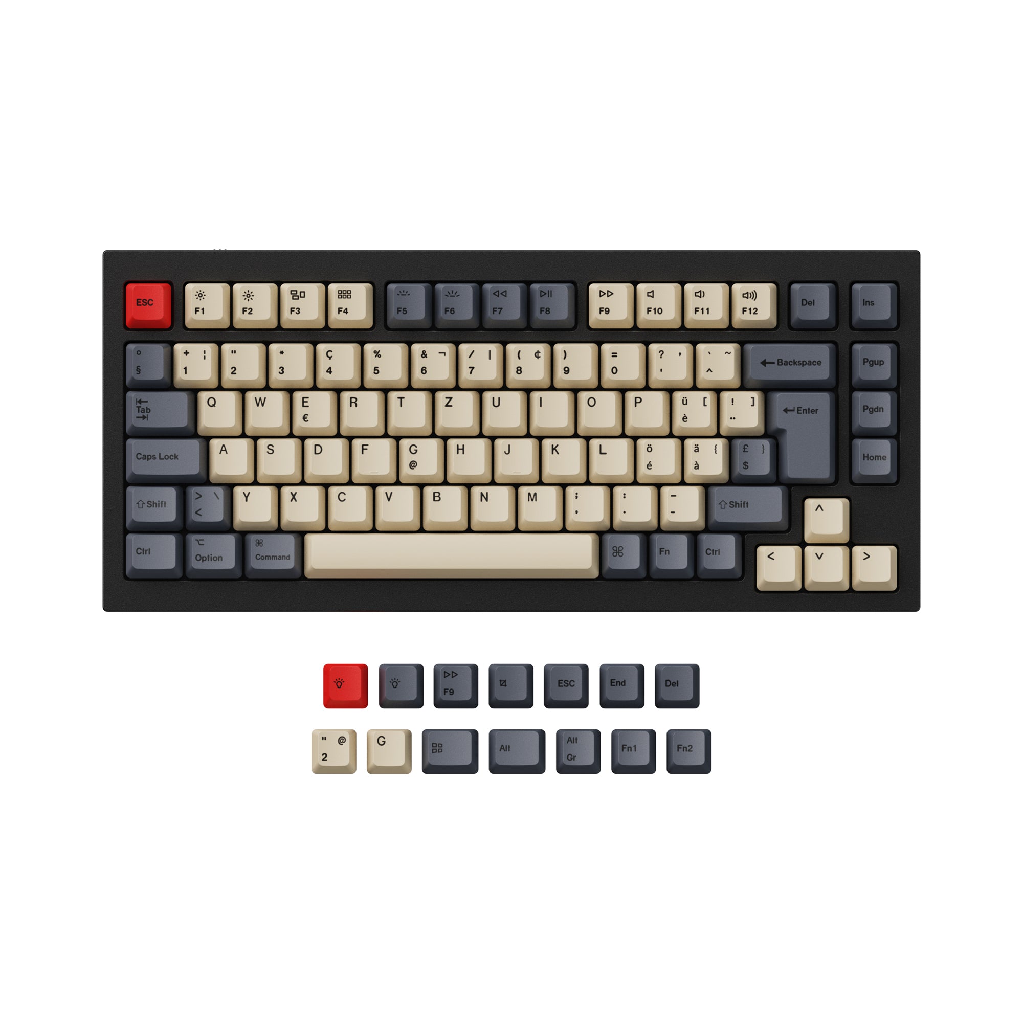 ISO & ANSI Q1 & Q1 Pro & Q2 & Q2 Pro & V1 & V2 & K2 & K2 Pro OEM Dye-Sub PBT Keycap Set - Carbon