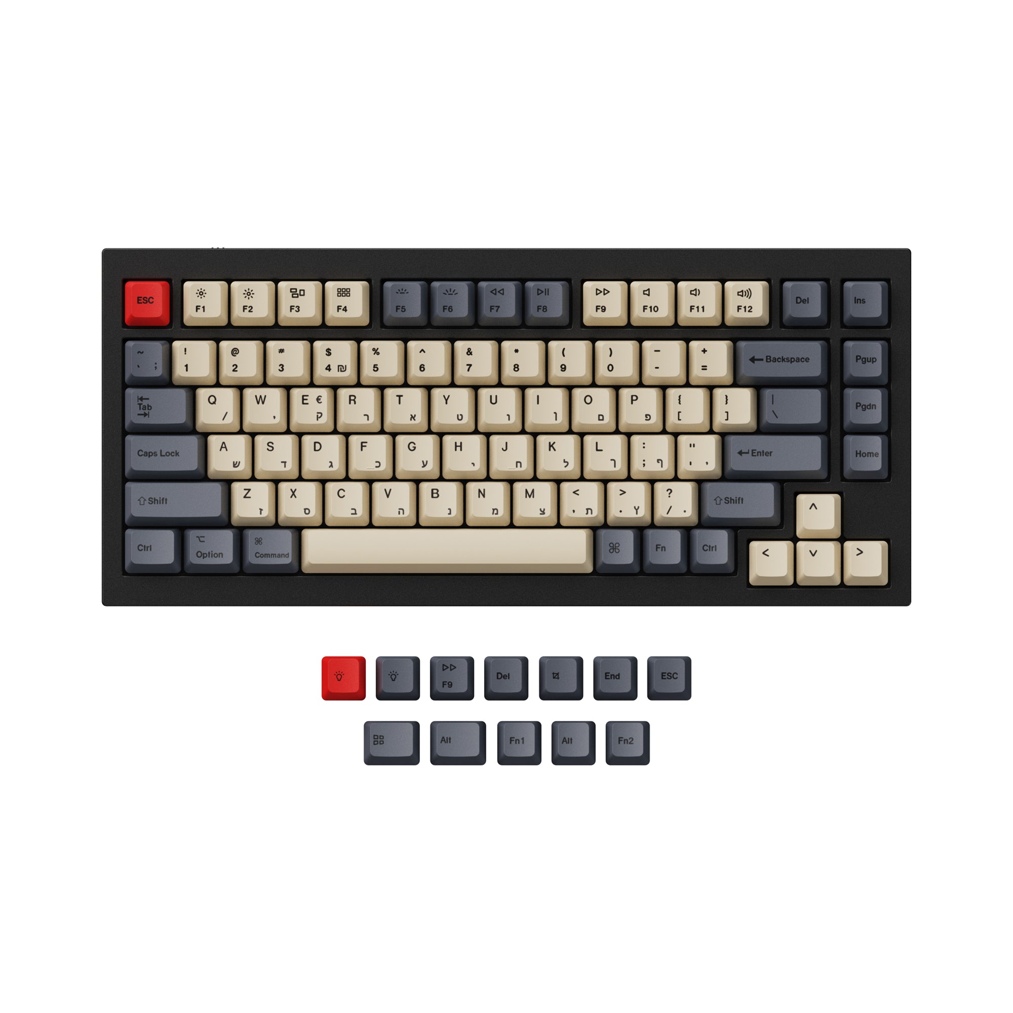 ISO & ANSI Q1 & Q1 Pro & Q2 & Q2 Pro & V1 & V2 & K2 & K2 Pro OEM Dye-Sub PBT Keycap Set - Carbon