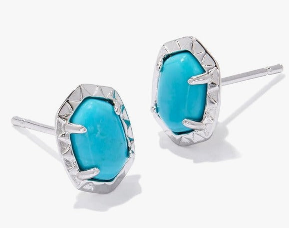 KENDRA SCOTT- Daphne Rhodium Stud Earrings in Variegate Turquoise