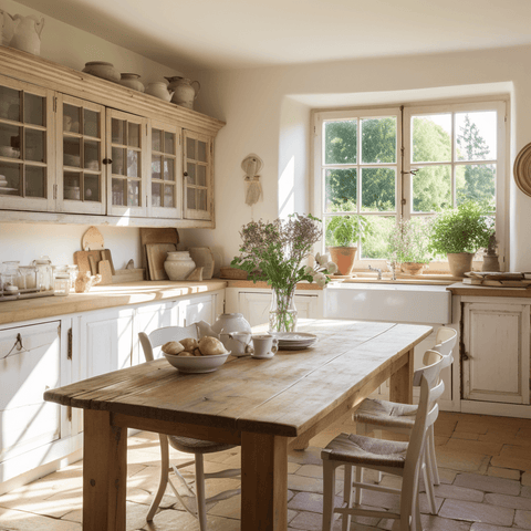 Natural Wood Soft Cream French Farmhouse Kitchen