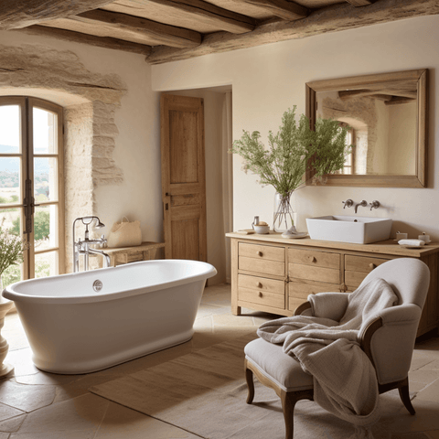 Natural Wood Soft Cream French Farmhouse Bathroom