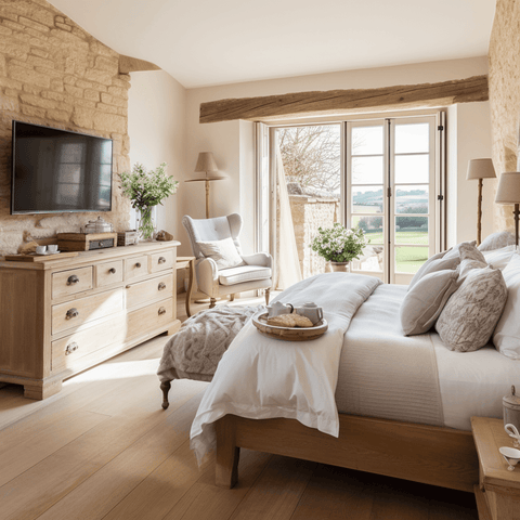 Natural Wood Soft Cream French Farmhouse Bedroom