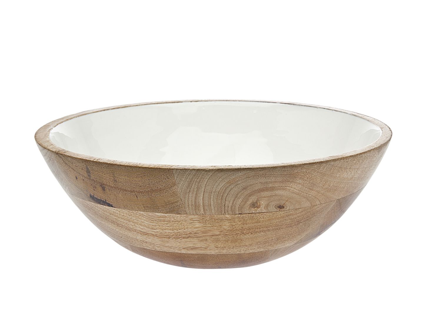 Godinger Wood/White Enamel Salad Bowl