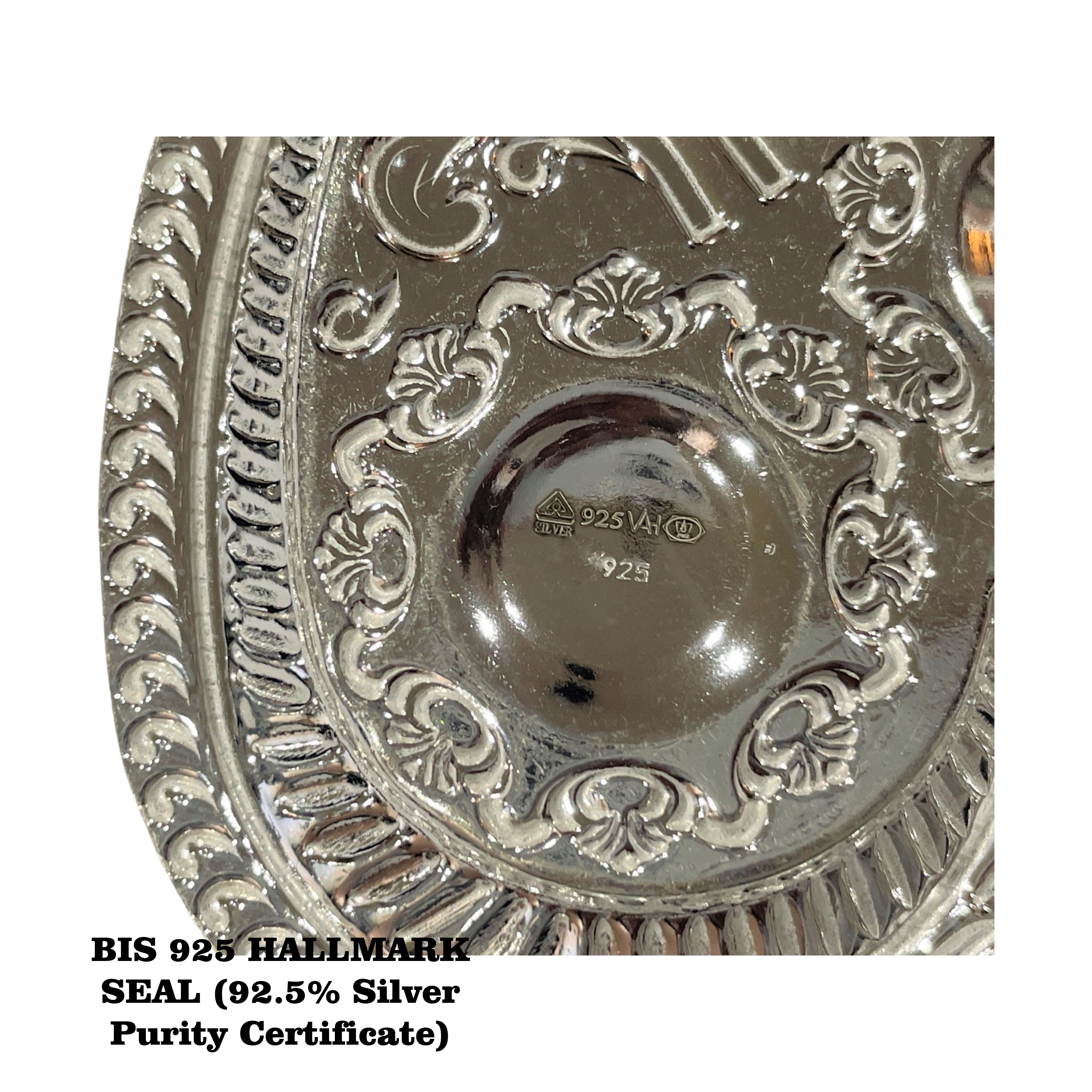 925 Sterling Silver Hallmarked Small Plate Roli / Chandan Set  - Style #03